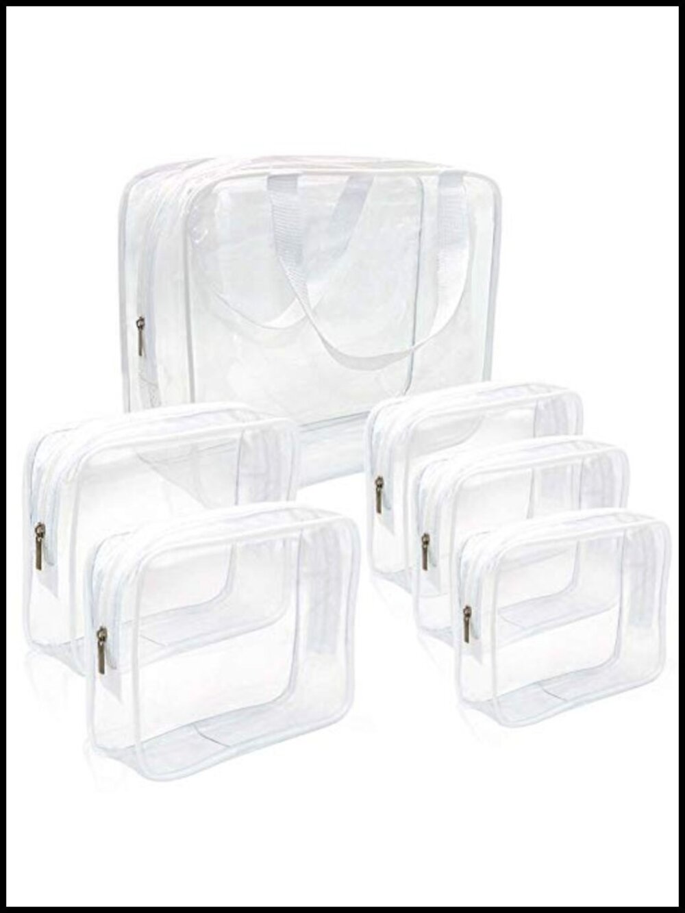 6 Pack Clear Makeup Bags TSA Approved Toiletry Bag Set Travel Organizer